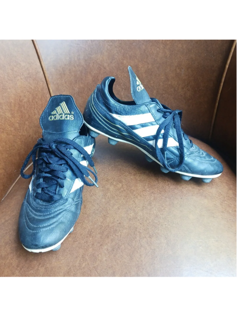 Adidas Soccer Football Cleats Women's 7.5 Hard Ground Black White Gold